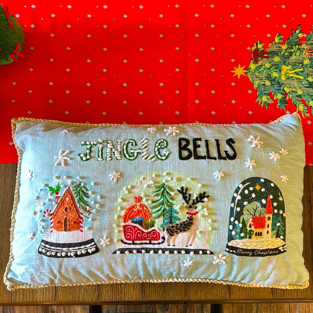 Holiday Snow Globe Lumbar Pillow 14 x 24